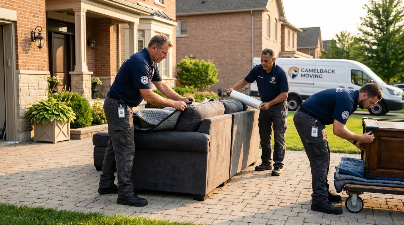 Large estate moving crew wrapping furniture in Frankfort, IL